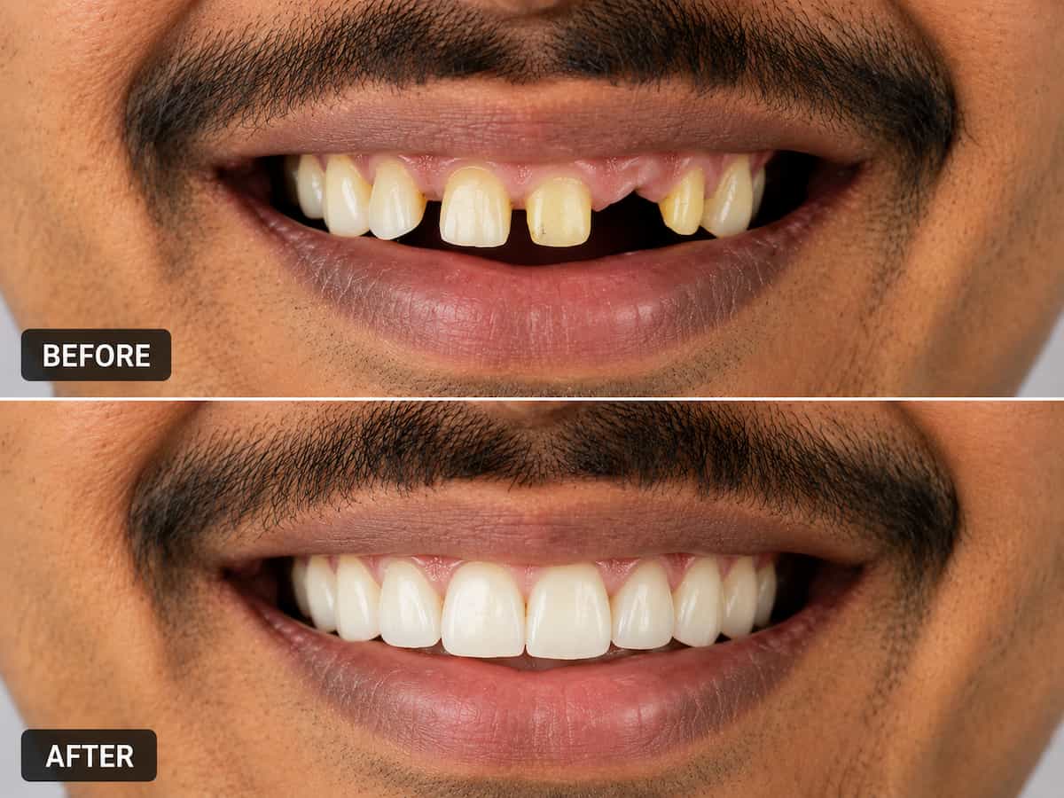 Zirconia crown final result at Elysian Dental Care, Kondapur